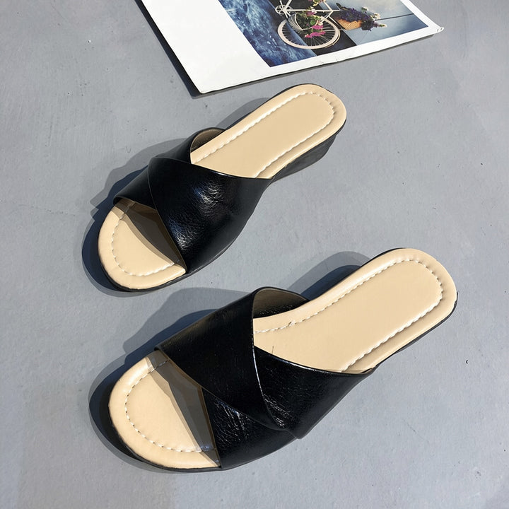SUNKISSEDSTEP Women’s Crocodile Texture Platform Slide Sandals