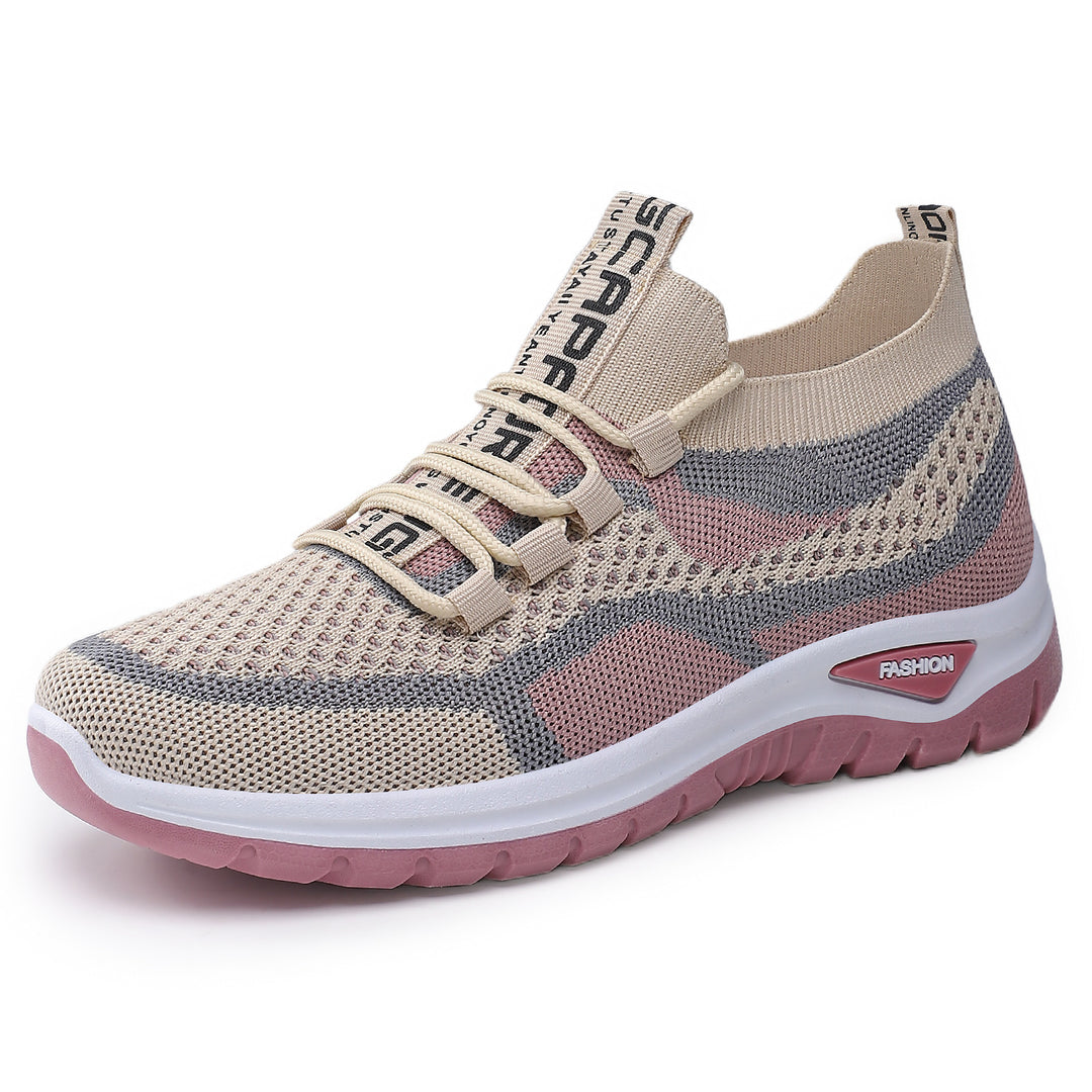 SUNKISSEDSTEP Women’s Breathable Knit Lace-Up Walking Shoes