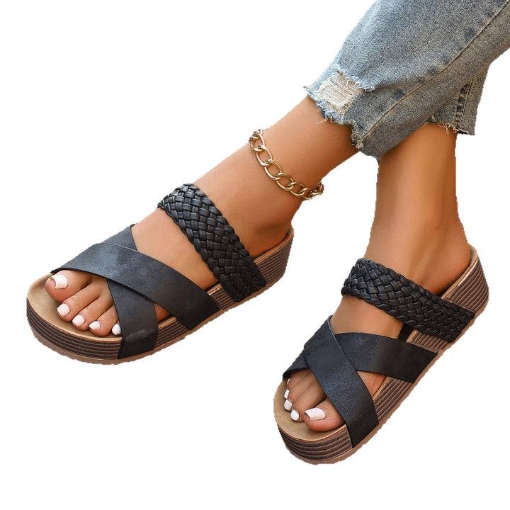 SUNKISSEDSTEP Women’s Cross-Weave Comfort Platform Slides (US 6–9.5)