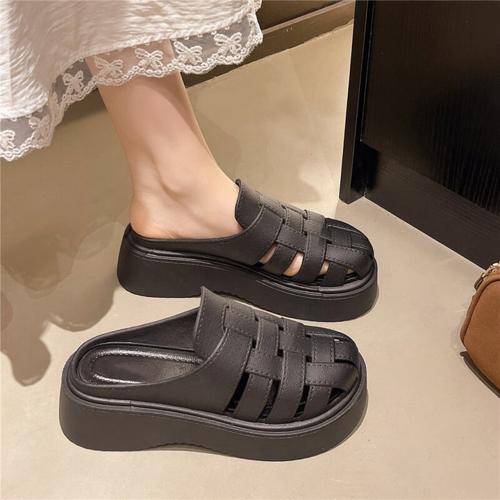 Woven Platform Mule Sandals