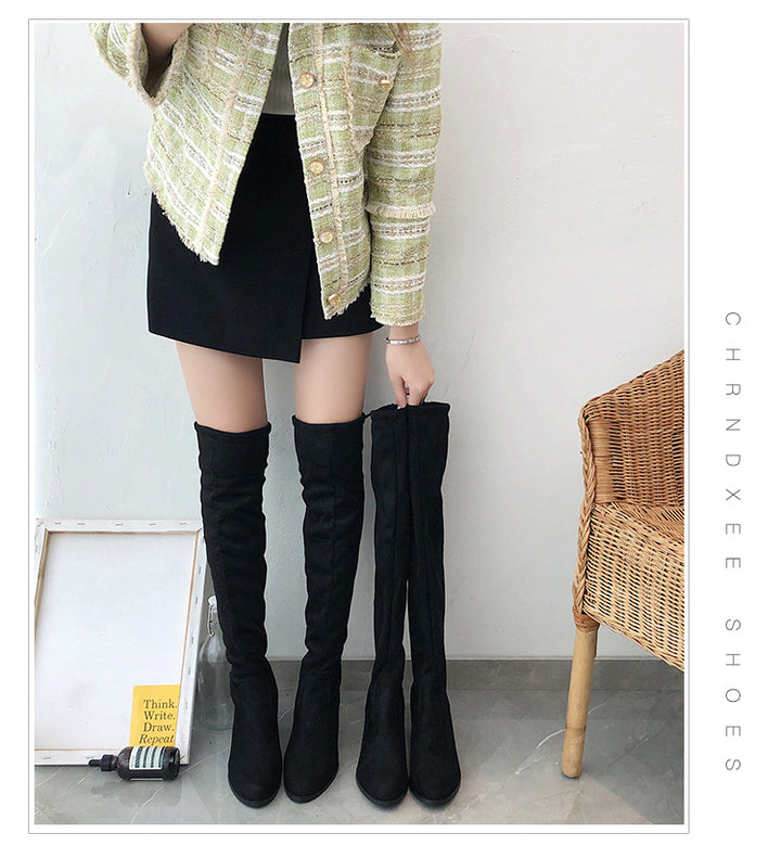 SUNKISSEDSTEP Women’s Veloura Over-the-Knee Block Heel Boots