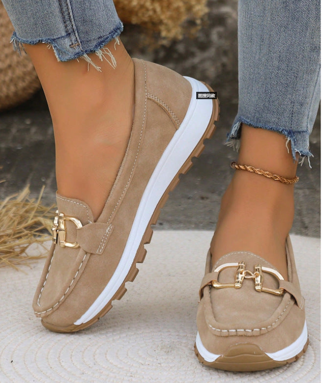 SUNKISSEDSTEP Women’s Chain Detail Platform Loafers