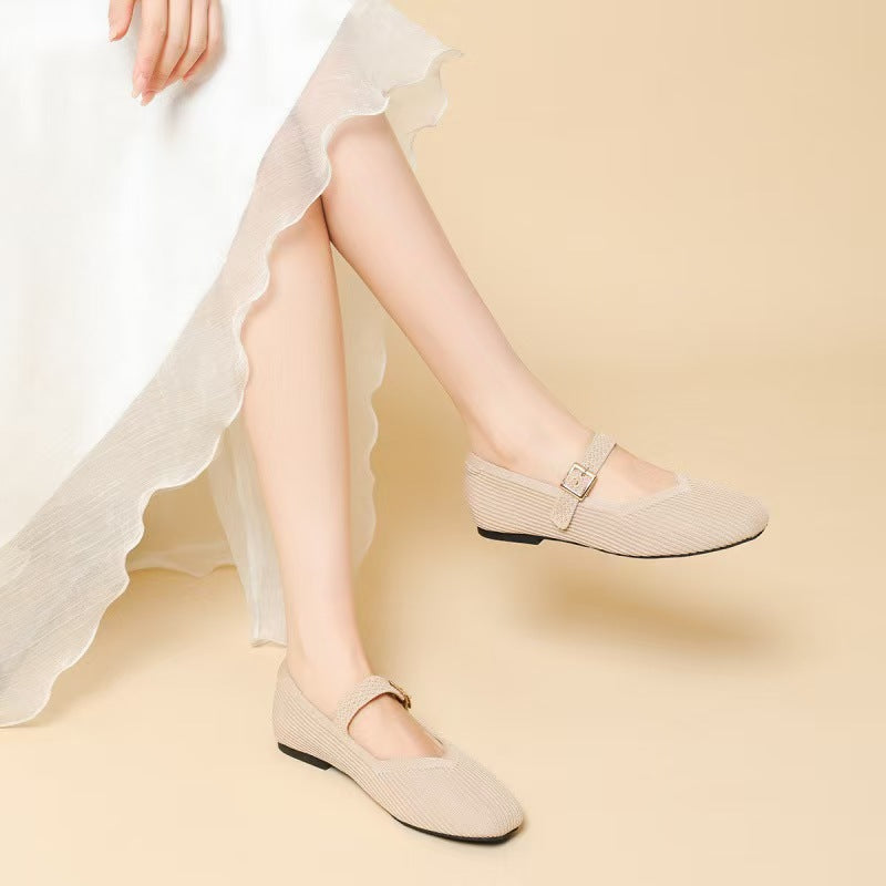 SUNKISSEDSTEP Women’s AirKnit Square Toe Mary Jane Flats