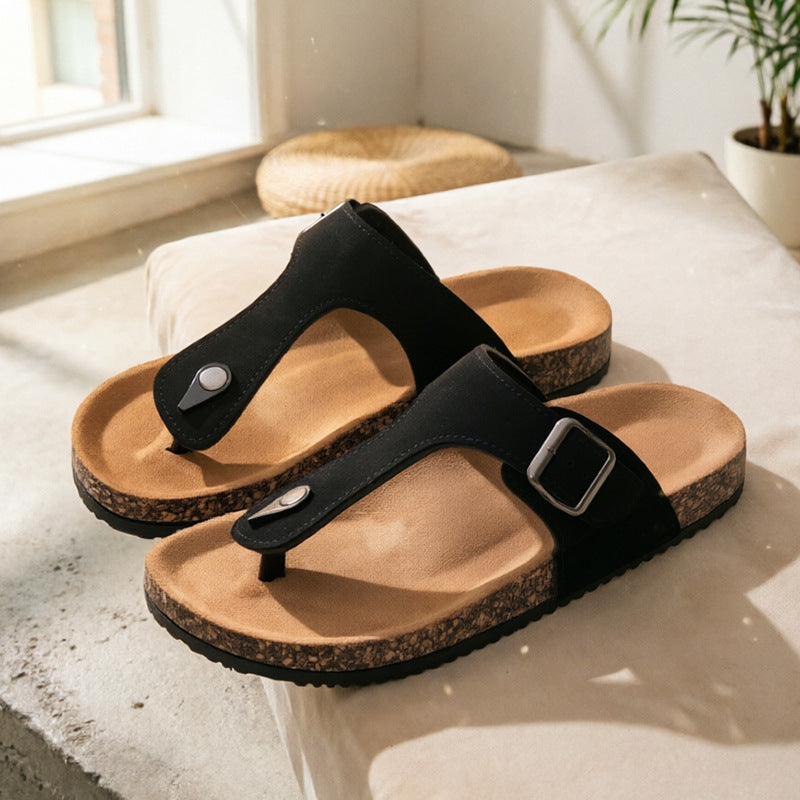 SUNKISSEDSTEP Women’s Coastal Cork Flip-Flop Sandals (US 7–10.5)