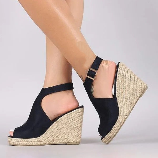 Espadrille Peep Toe Wedge Sandals