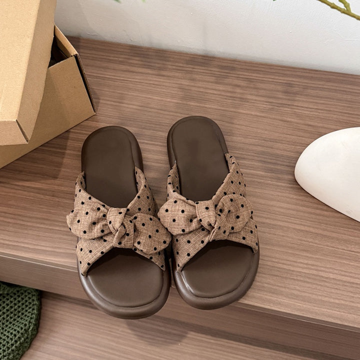 Polka Dot Bow Slide Sandals