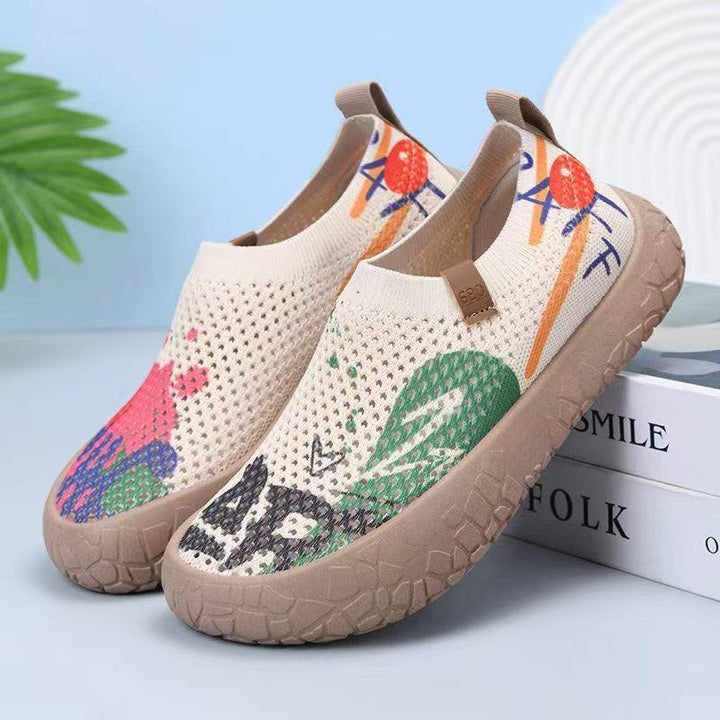 Floral Knit Slip-On Shoes