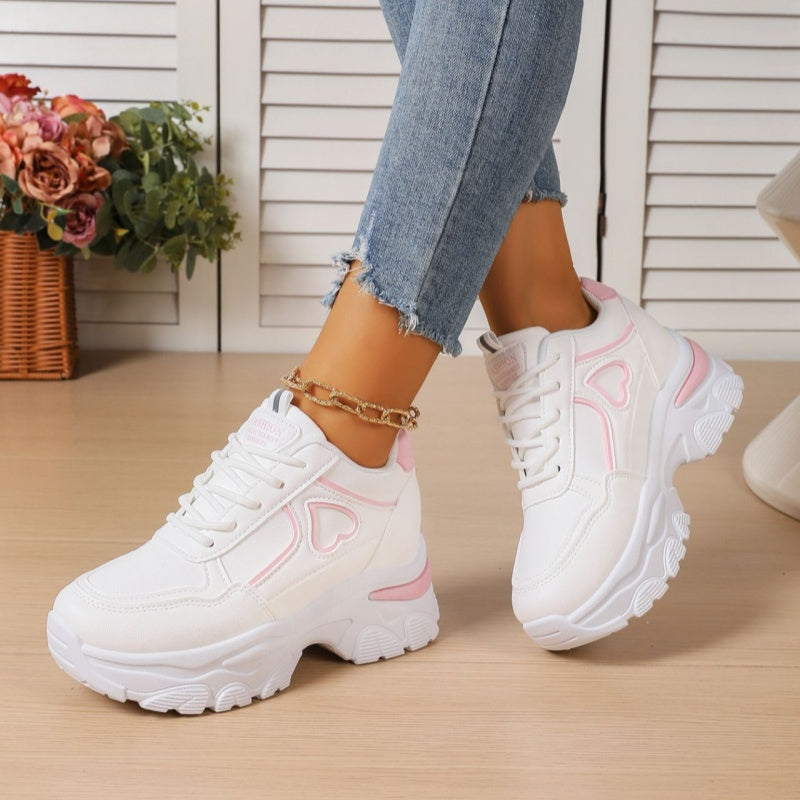 SUNKISSEDSTEP Women’s Heart Detail Chunky Platform Sneakers