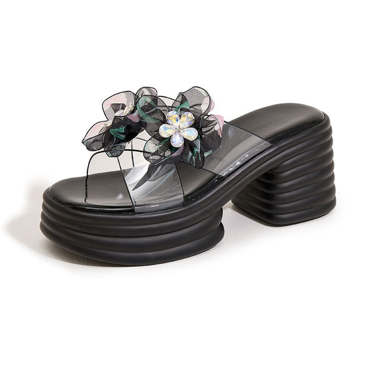 Elegant Platform Block Heel Slide Sandals
