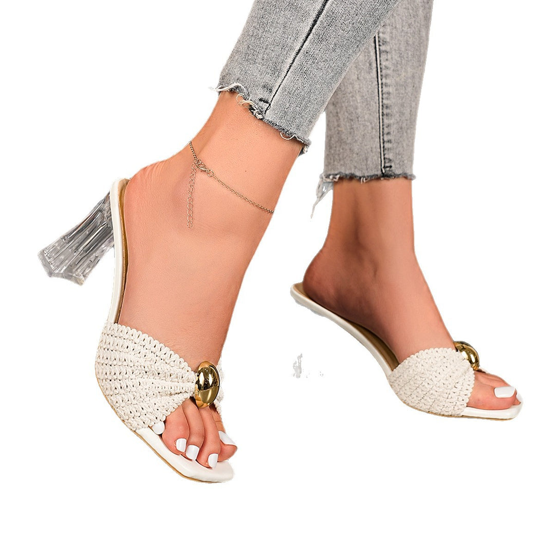 SUNKISSEDSTEP Women’s Riviera Woven Block Heel Slides (US 6–9)