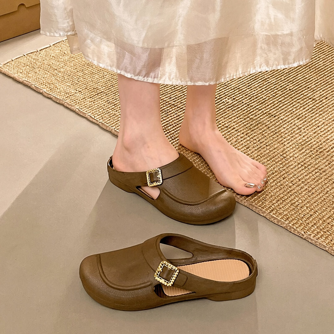SUNKISSEDSTEP Women’s Closed Toe Mule Flat Sandals
