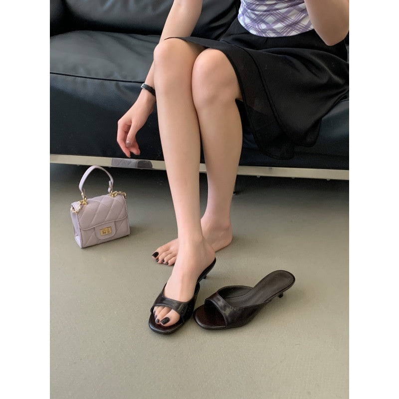 SUNKISSEDSTEP Women’s Minimalist Kitten Heel Slides (US 5.5–8)