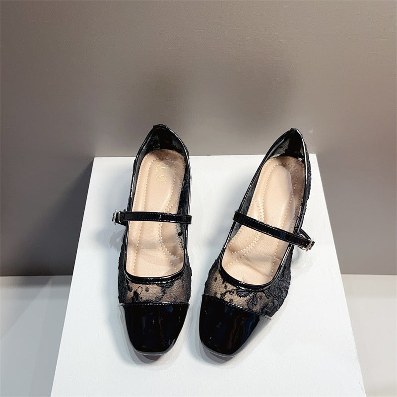 Embroidered Mary Jane Flats