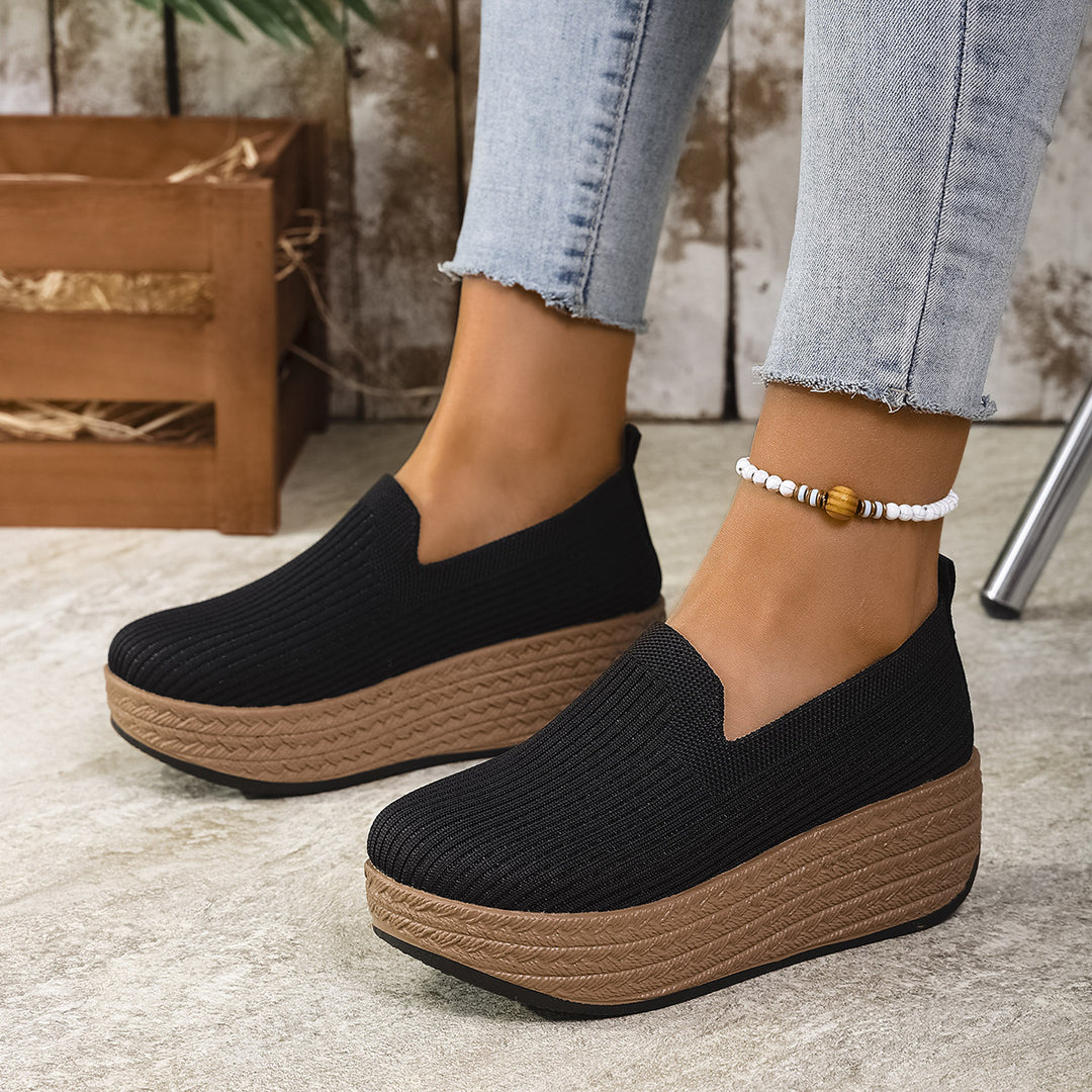 Knit Platform Slip-On Shoes