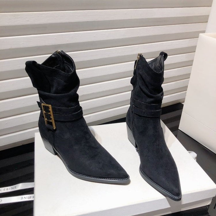 Suede Western Ankle Boots