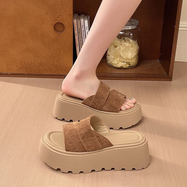 Platform Buckle Slide Sandals