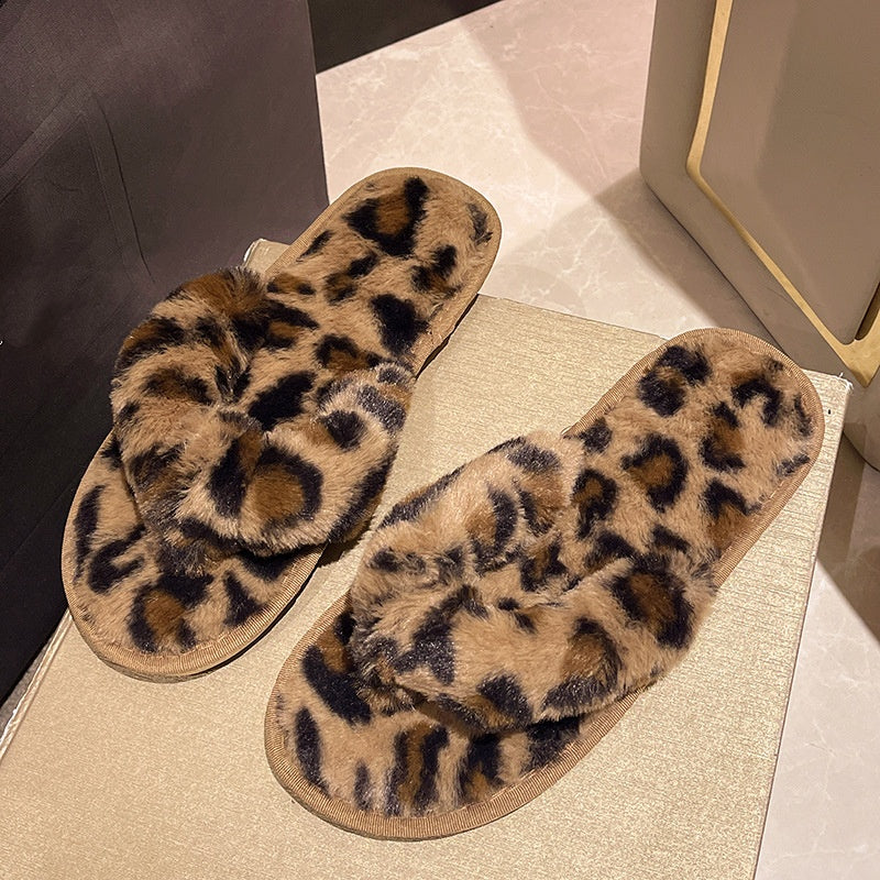 Plush Faux Fur Flip-Flop Slippers