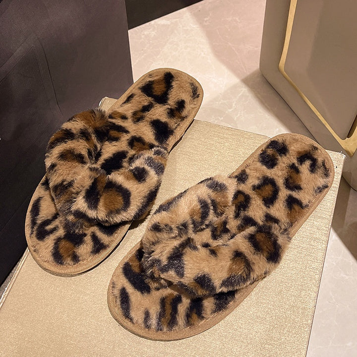 Plush Faux Fur Flip-Flop Slippers