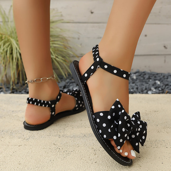 Polka Dot Bow Flat Sandals