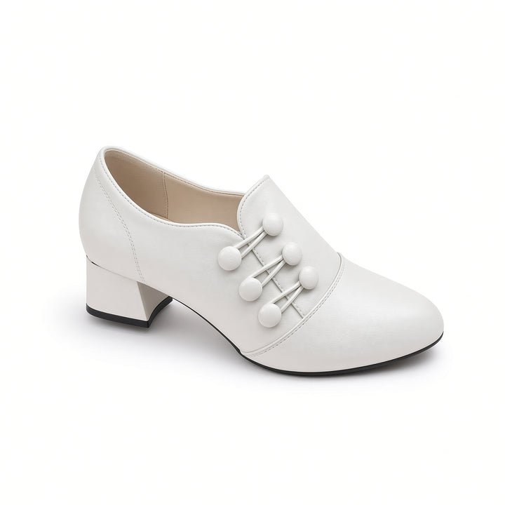 SUNKISSEDSTEP Women’s Mid Heel Button Detail Dress Shoes