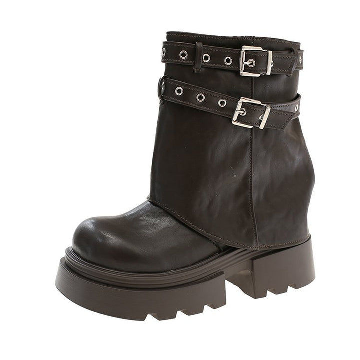 SUNKISSEDSTEP Women’s Multi-Buckle Platform Combat Boots
