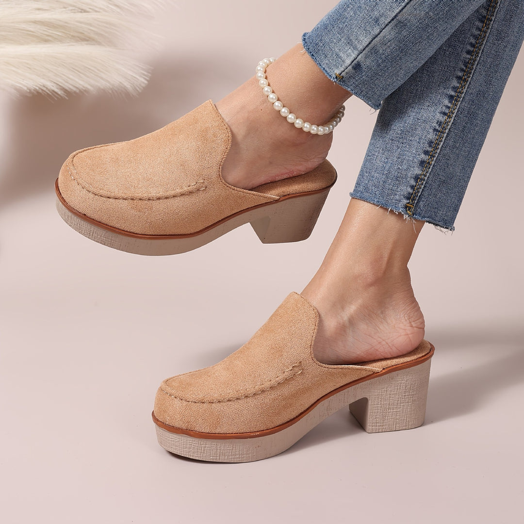 SUNKISSEDSTEP Women’s Elegant Block Heel Mule Shoes
