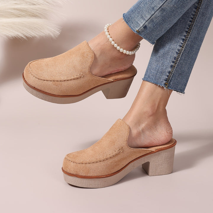 SUNKISSEDSTEP Women’s Elegant Block Heel Mule Shoes