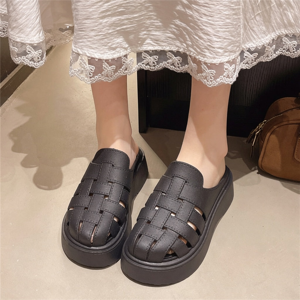 Woven Platform Mule Sandals