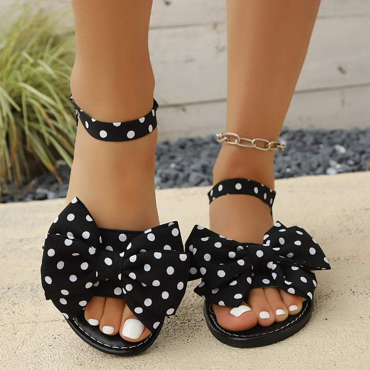 Polka Dot Bow Flat Sandals