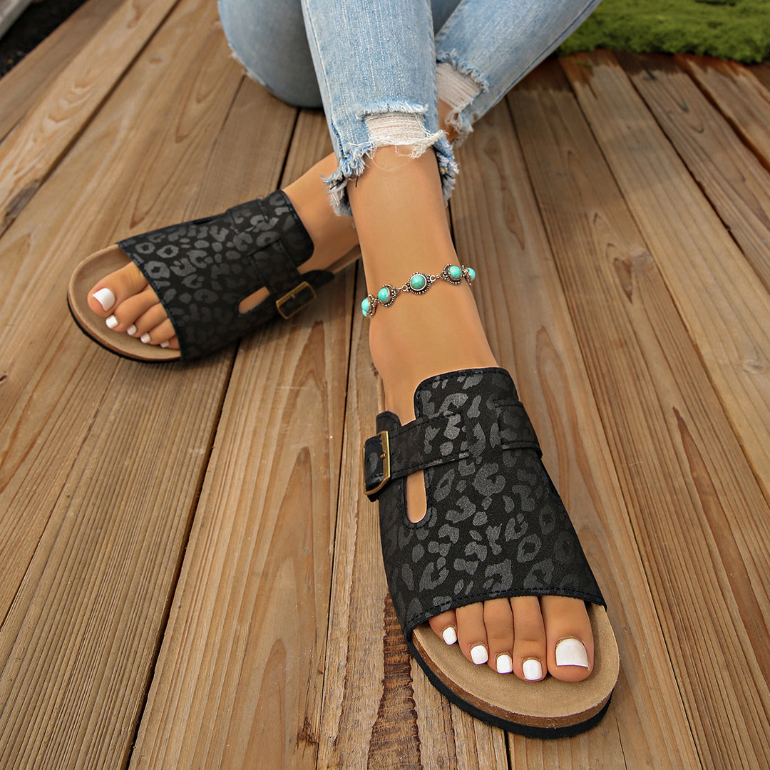 SUNKISSEDSTEP Women’s Leopard Chic Double-Strap Slides (US 5.5–9.5)