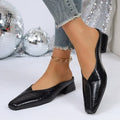 SUNKISSEDSTEP Women’s Metallic Square-Toe Mule Heels
