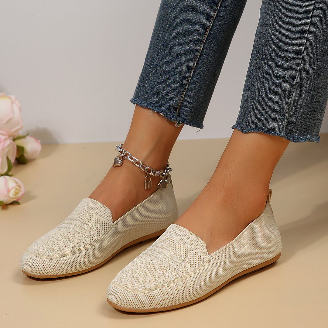 Breathable Knit Slip-On Flats