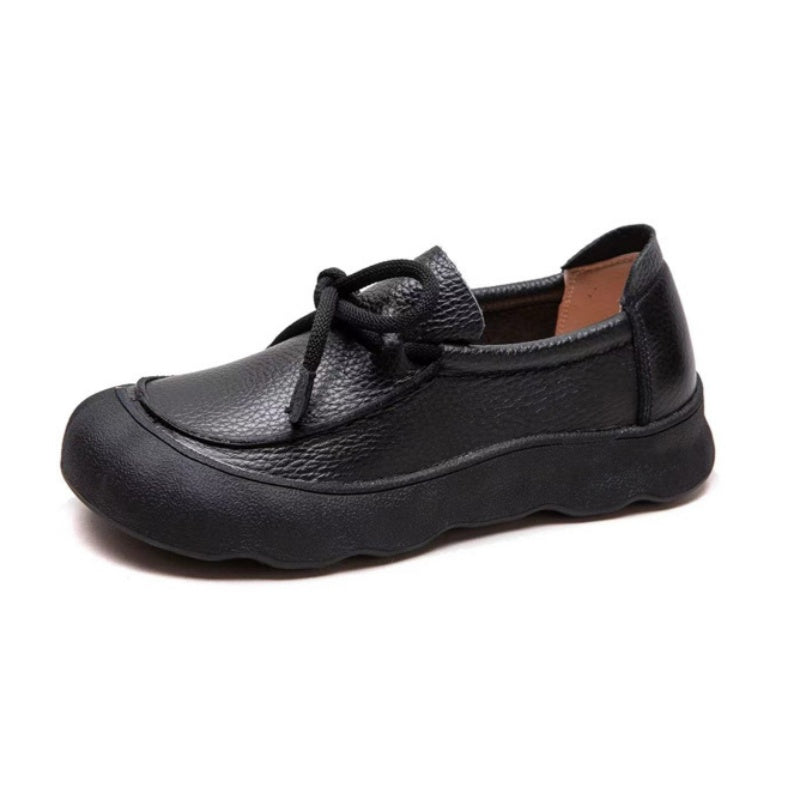 SUNKISSEDSTEP Women’s Genuine Leather Lace-Up Platform Casual Shoes