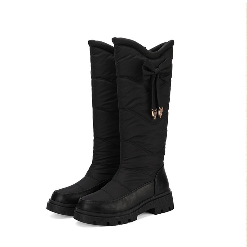 SUNKISSEDSTEP Women’s Bow-Detail Quilted Knee-High Snow Boots