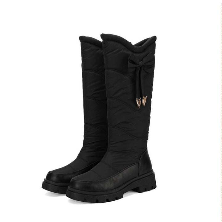 SUNKISSEDSTEP Women’s Bow-Detail Quilted Knee-High Snow Boots