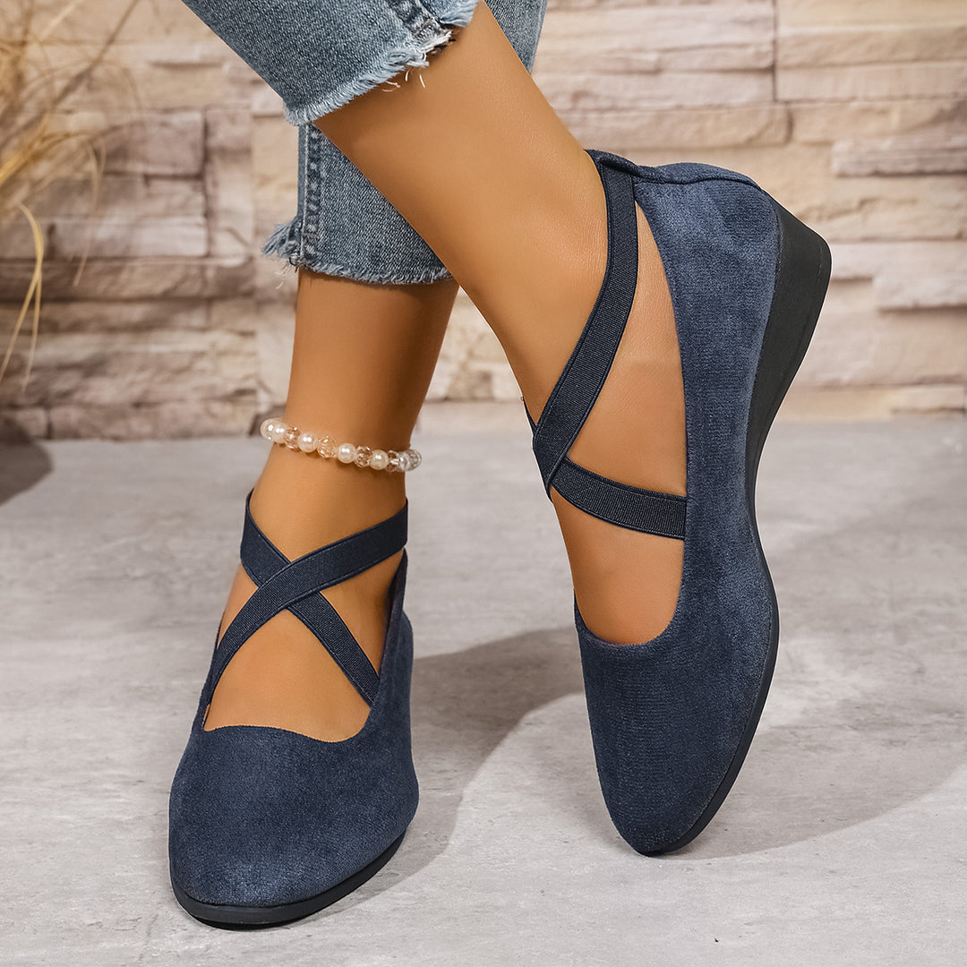 Pointed Toe Suede Wedge Flats