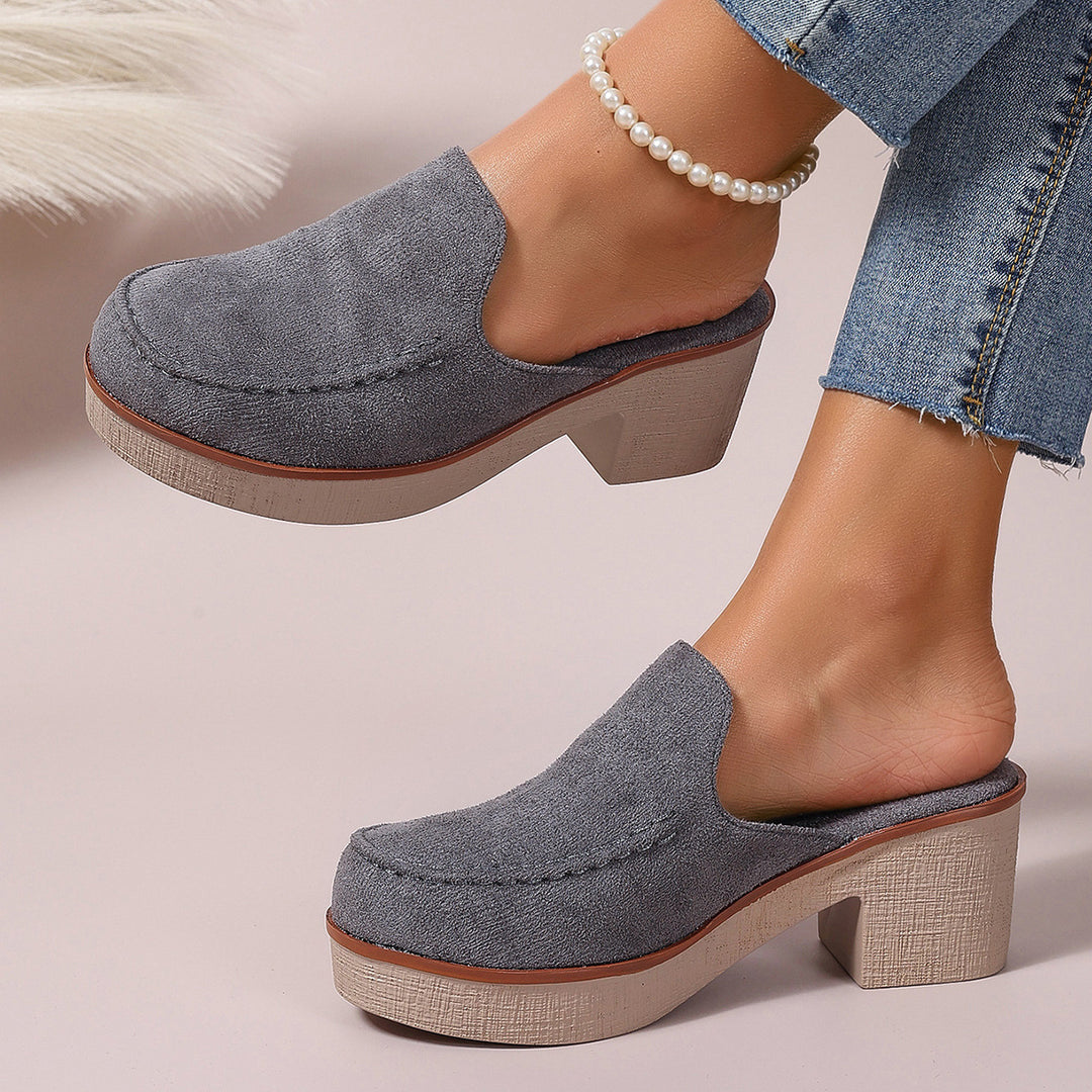 SUNKISSEDSTEP Women’s Elegant Block Heel Mule Shoes