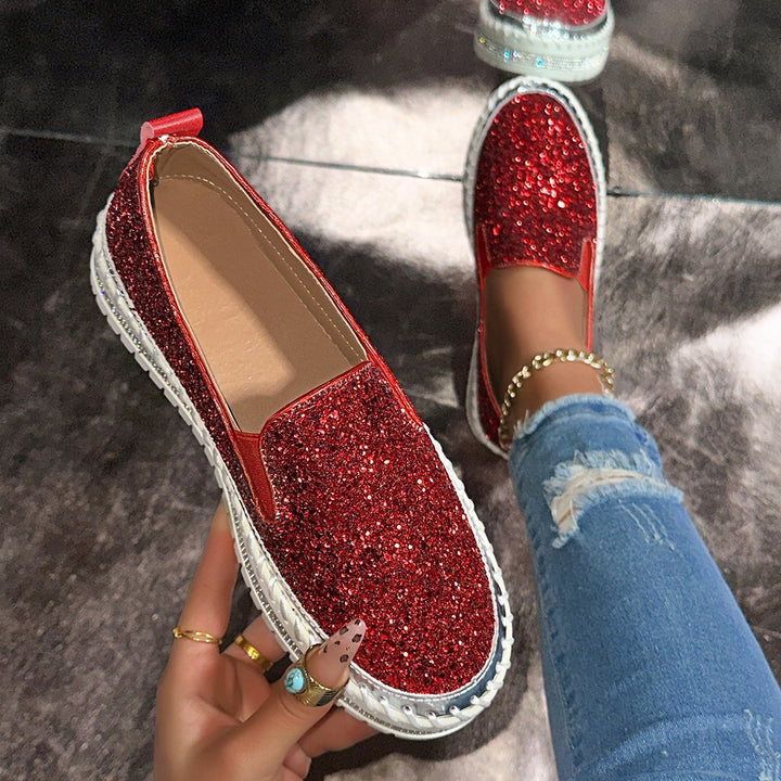 SUNKISSEDSTEP Women’s Sparkle Platform Slip-On Loafers