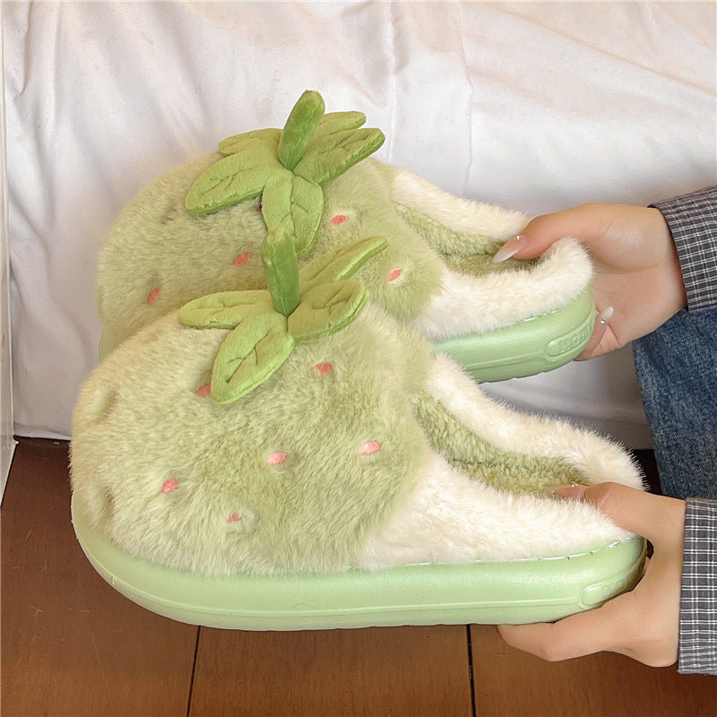 SUNKISSEDSTEP Women’s Strawberry Plush Platform Slippers