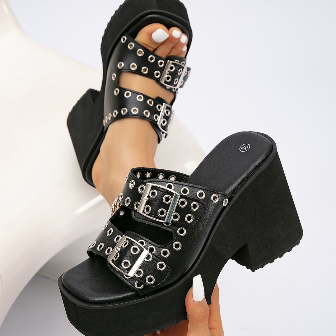 SUNKISSEDSTEP Women’s Savannah Leopard Platform Heeled Slides (US 5.5–9.5)