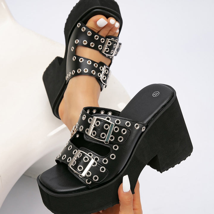 SUNKISSEDSTEP Women’s Savannah Leopard Platform Heeled Slides (US 5.5–9.5)