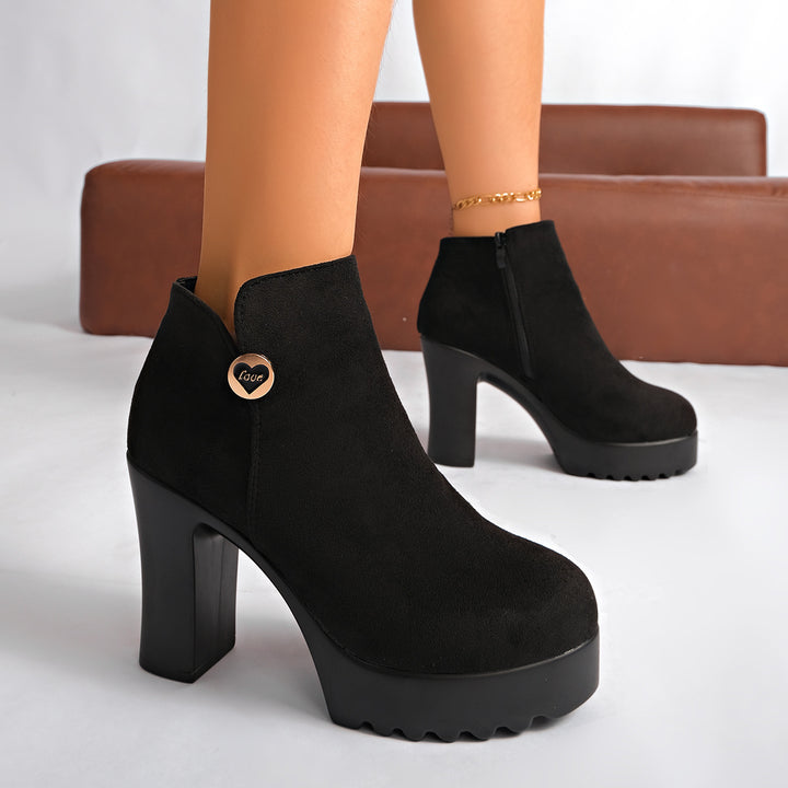 SUNKISSEDSTEP Women’s Suede Chunky Heel Platform Ankle Boots