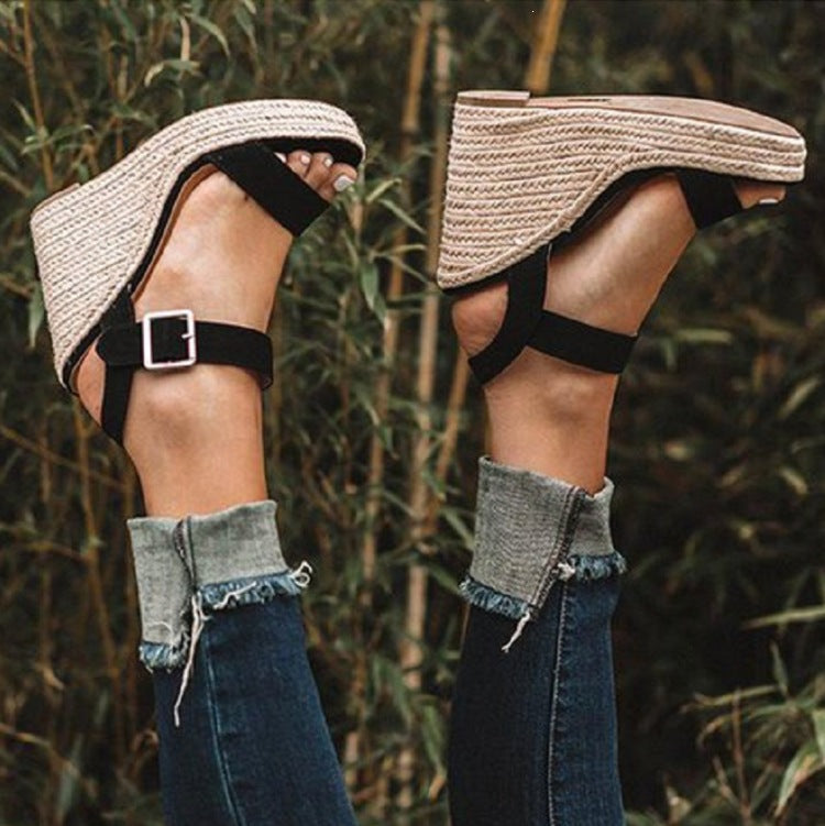 Peep Toe Espadrille Wedge Sandals
