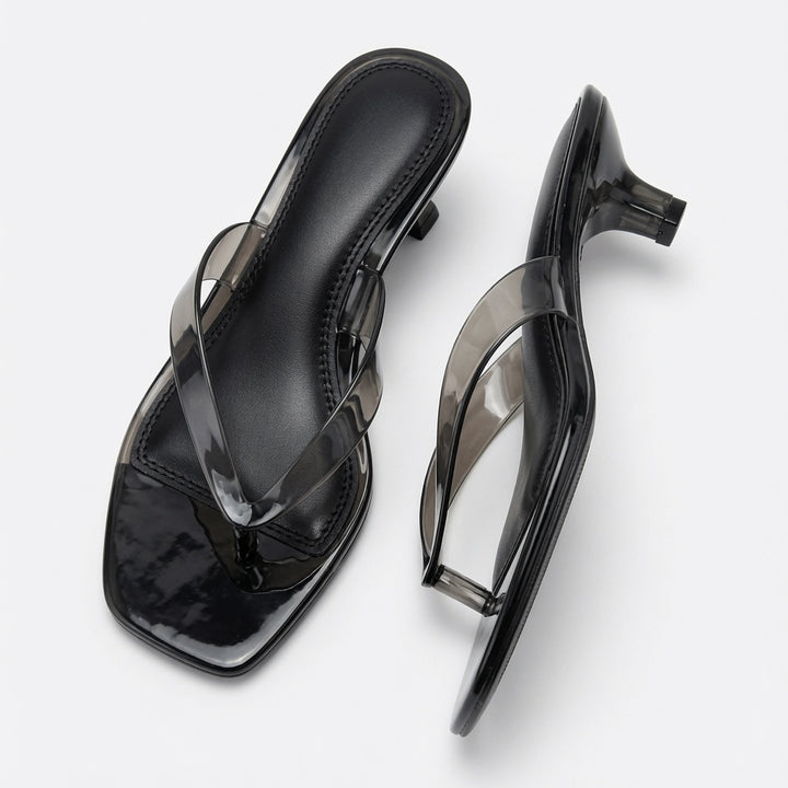 Clear Kitten Heel Slide Sandals