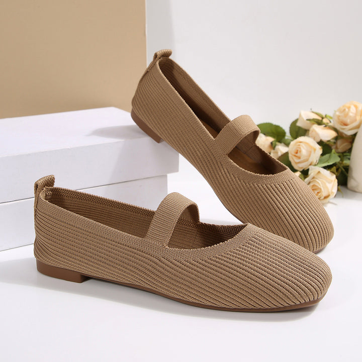 SUNKISSEDSTEP Women’s AiryKnit Square-Toe Mary Jane Flats