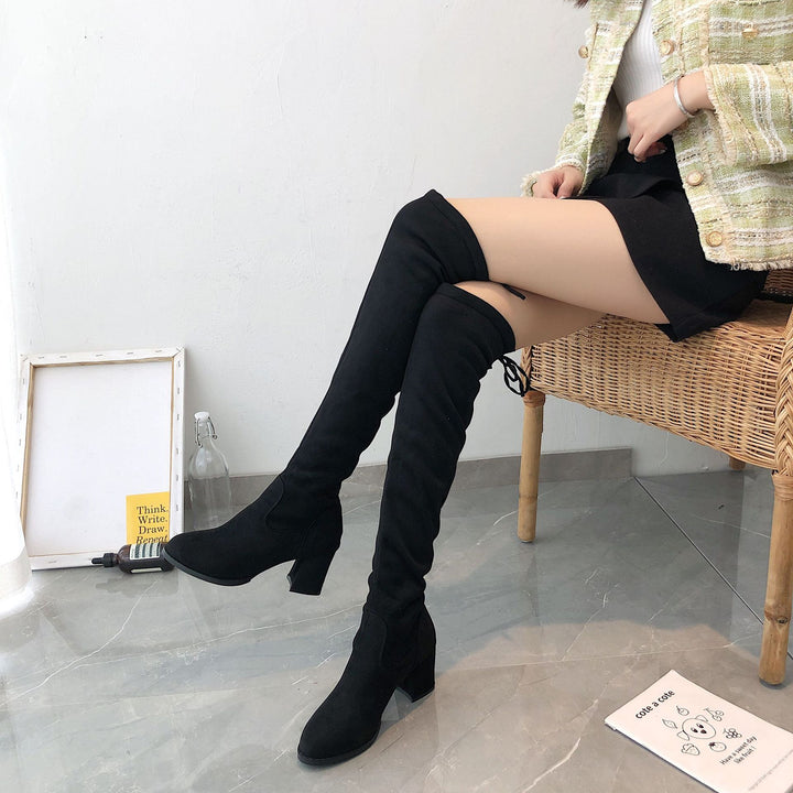 SUNKISSEDSTEP Women’s Veloura Over-the-Knee Block Heel Boots