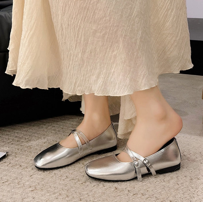 Square Toe Mary Jane Flats