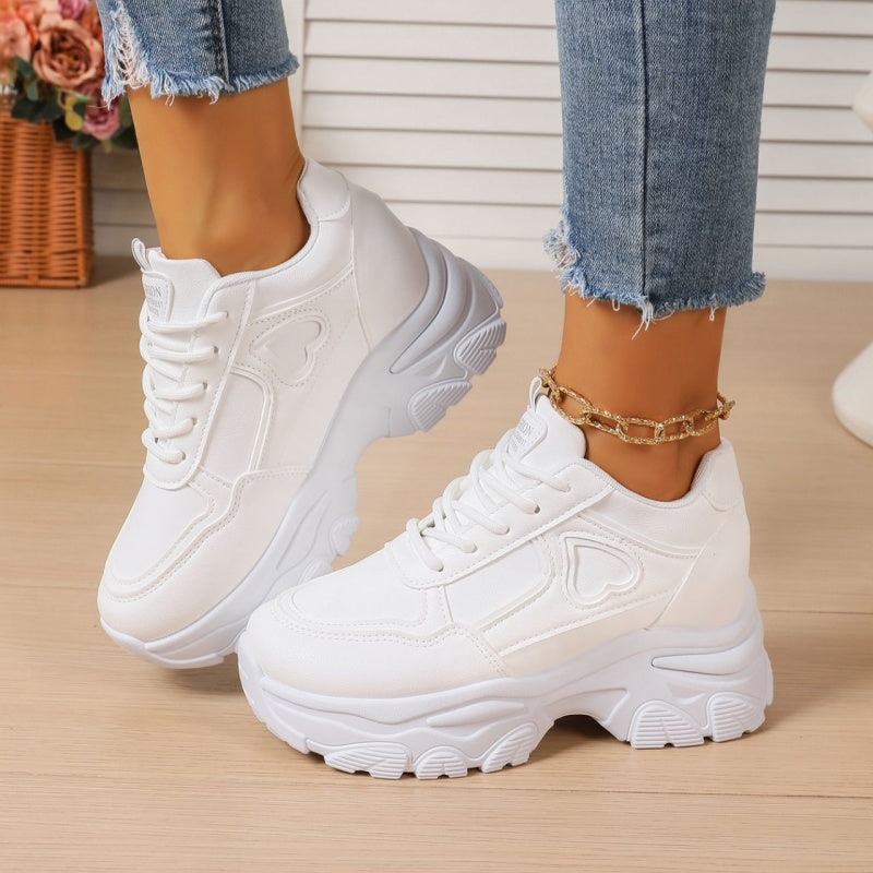 SUNKISSEDSTEP Women’s Heart Detail Chunky Platform Sneakers