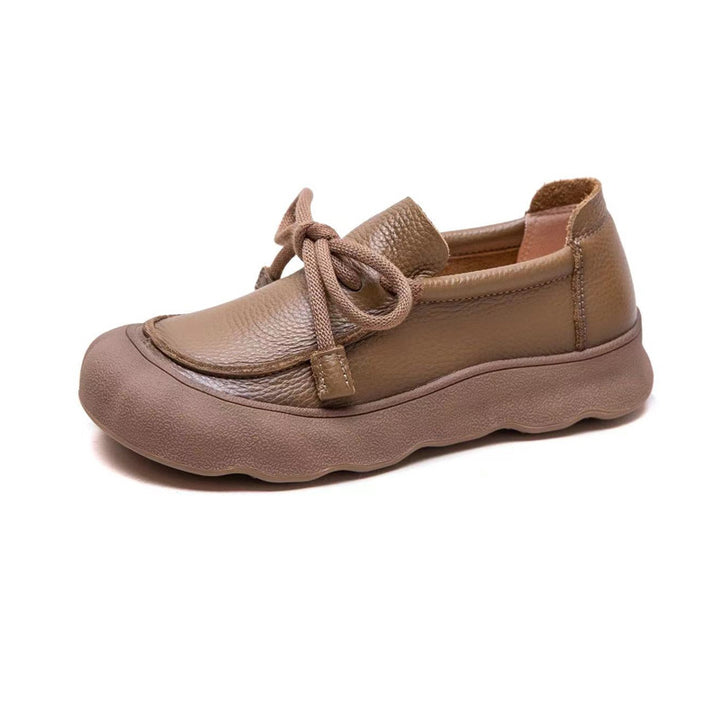 SUNKISSEDSTEP Women’s Genuine Leather Lace-Up Platform Casual Shoes