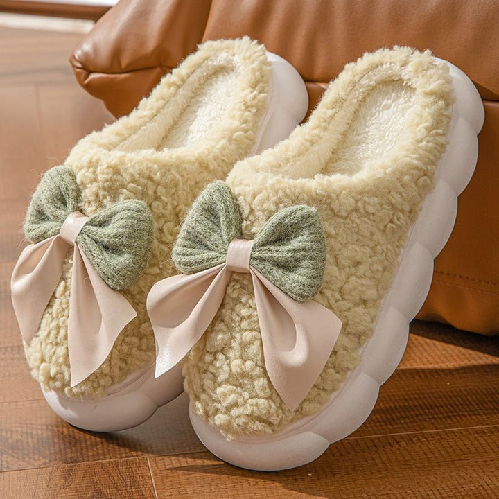 SUNKISSEDSTEP Women’s Bow Plush Winter Slippers